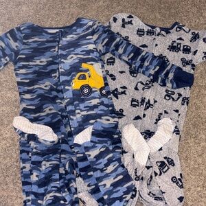 Blue Camo Baby Sleeper with Yellow Truck Patch and Gray vehicle sleeper